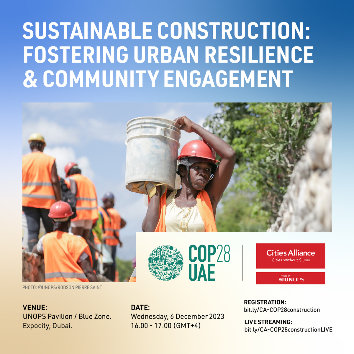 COP28 Flyer Sustainable Construction. Photo: UNOPS-Rodson Pierre Saint