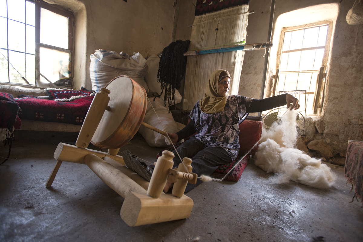 Woman Weaving Cotton, Lebanon, UN Women